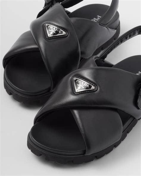 prada sport black crisscross velcro sandal|prada nappa sandals.